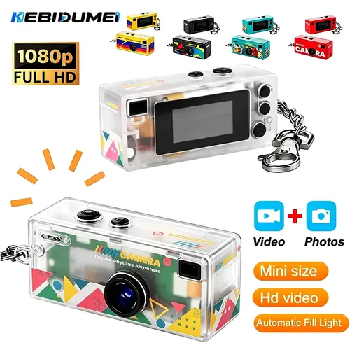 KEBIDUMEI Mini Action Camera Retro Support Memory Card Thumb Keychain Camera 0.96inch 1080P Very Small Camcorder Video Recorder