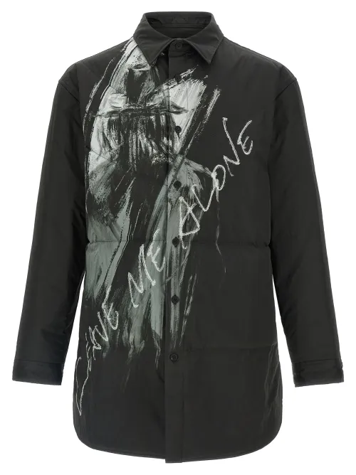Yohji Yamamoto Graphic-Print Padded Overshirt — Black