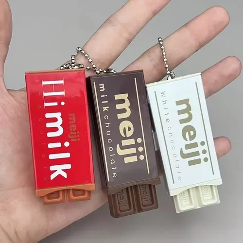 Simulated Chocolate Fidget Keychain Bendable Decompression Toy Stress Relief Creative Party Gift