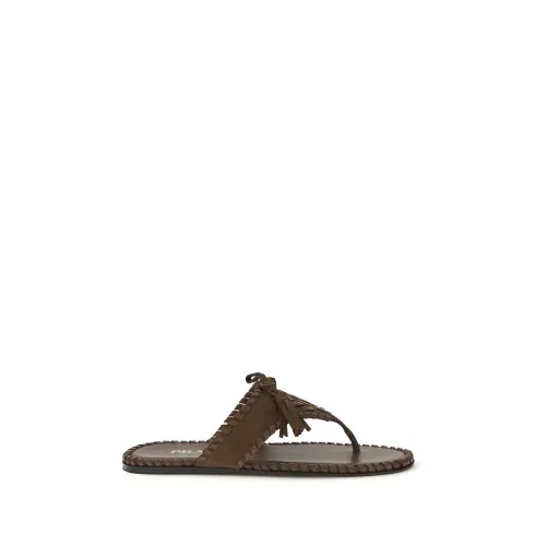Prada Calf Leather Thong Sandal — Brown