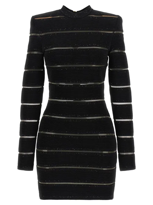 Balmain Sequin-Embellished Bodycon Dress — Black