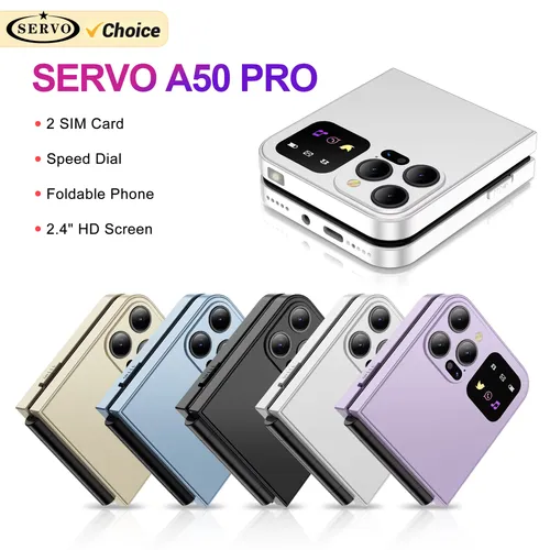 SERVO A50 Pro Flip Phone Dual SIM Card GSM Electric Torch Automatic Call Recording 2.4 Inch Screen Foldable Mobile Phones Type-C