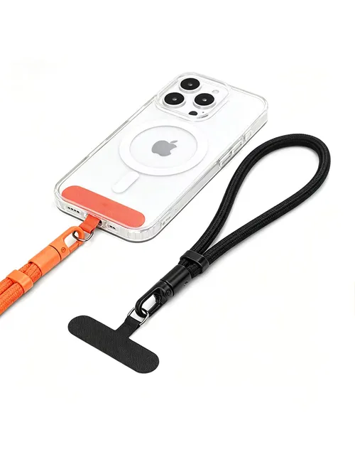 Adjustable Minimalist Mobile Phone Strap with Rotatable Stainless Steel Clip Short Wrist Safety Bracelet Anti-Loss