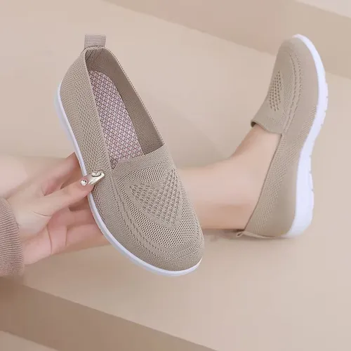 Comfortable casual women's shoes spring and summer breathable fabric uppers solid colors low-cut design soft and outdoor walking