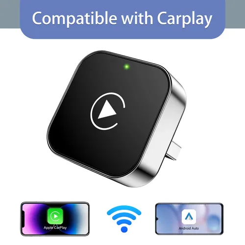Wireless CarPlay Android Auto Adapter, Mini USB Dongle Plug & Play, Wireless Converter for Wired CarPlay/Android Auto
