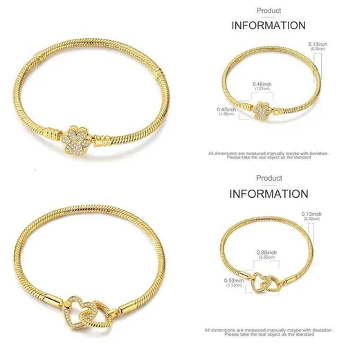 Shining 925 Golden Claw PrintDouble Heart Interlocking Snake Bone Ladies Banquet Gift Jewelry H260323