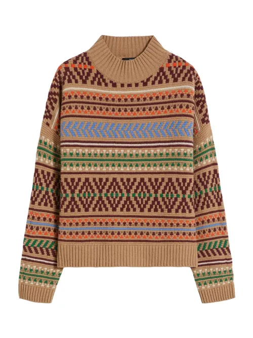 Weekend Maxmara Wool Jacquard Sweater — Beige