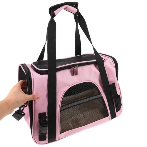 Pet Travel Bag Foldable Cat Carrier For Car With Mesh Ventilation Soft-Sided Kitten Puppy Bunny Carrier Portable Outdoor SmallM251129