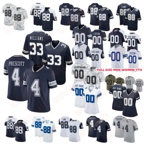 2025 DAL Dak Prescott Football Jersey Javonte Williams CeeDee Lamb Dante Fowler Jr. Marshawn Kneeland Sam Williams Osa Odighizuwa Jay Toia Perrion Winfrey 7 Diggs