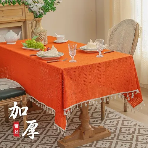 New thickened lace tablecloth, French retro style, placemat with tassels, rectangular tablecloth DEES01