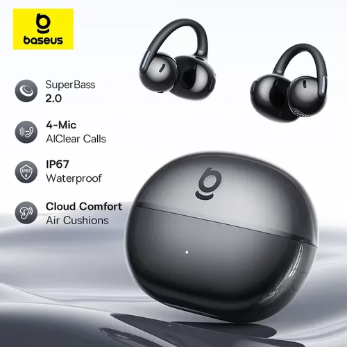 Baseus Bowie MC2 AIR Clip-on TWS Earbuds Ear Clips Wireless Earphones Bluetooth 6.0 Open Earrings 4 Mic ENC Sports Headphones