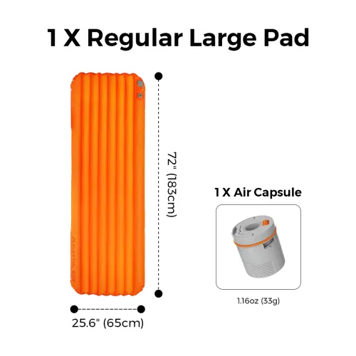 TINY SLEEPING PAD R05 AVS- 5.6 R-Value Lightweight Automatic Inflation Pad - R05 Regular PLUS-with pump