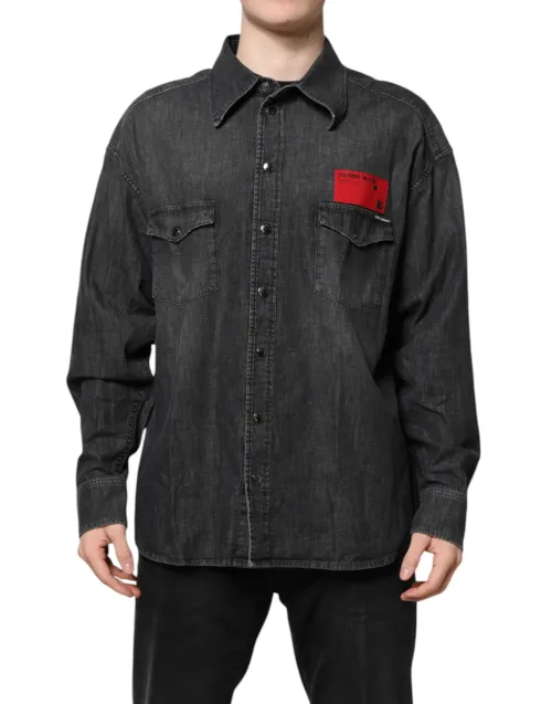 Dolce & Gabbana Cotton Denim Shirt — Gray