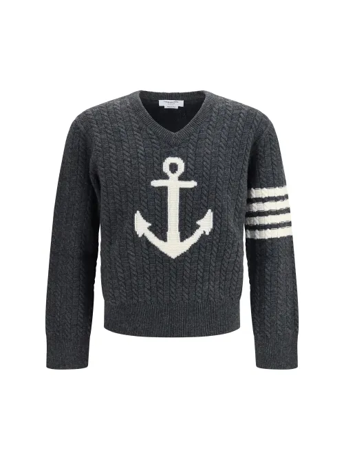 Thom Browne 4-Bar Sweater — Gray