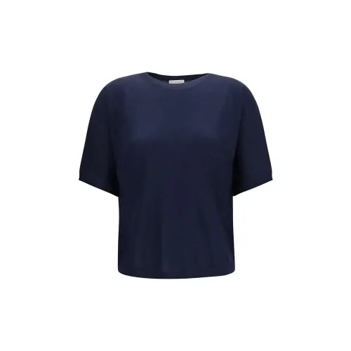 Brunello Cucinelli Cashmere and Silk Sweater — Navy