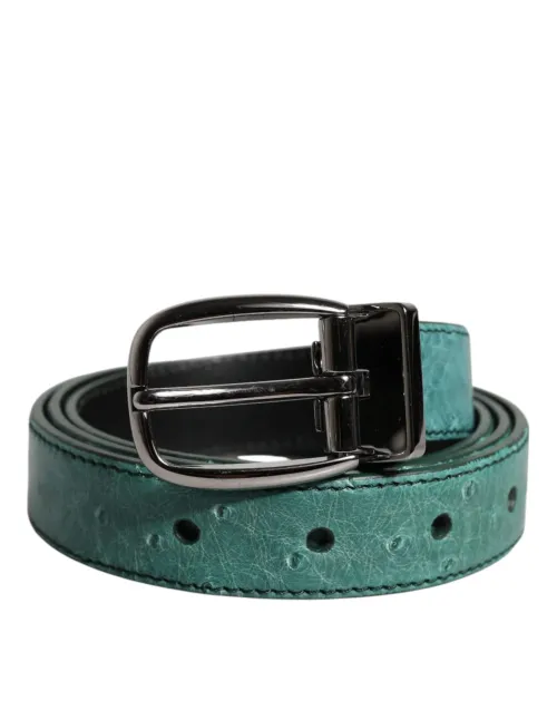 Dolce & Gabbana Ostrich Leather Belt — Green