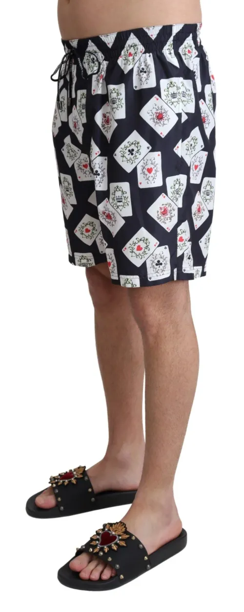 Dolce & Gabbana Card Deck Print Swimshorts — Black