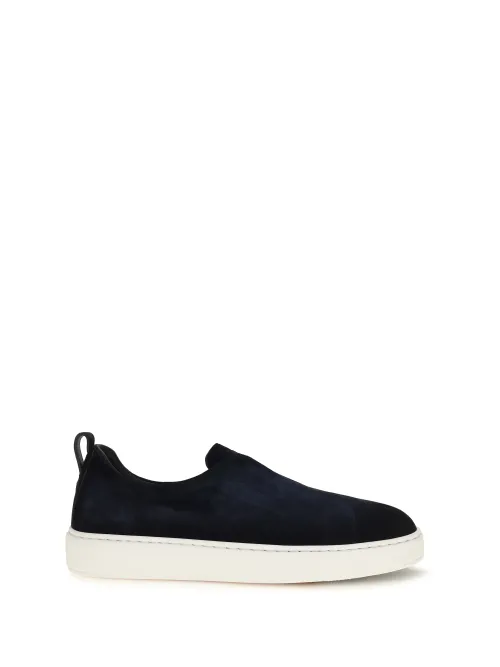 Santoni Suede Slip-On Sneakers — Blue