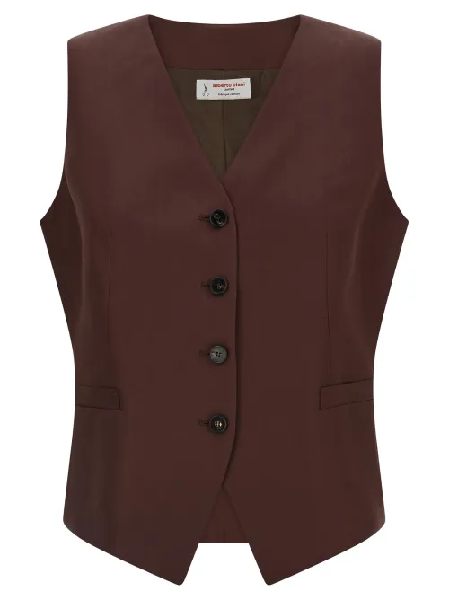 Alberto Biani Viscose and Linen Blend Vest — Burgundy