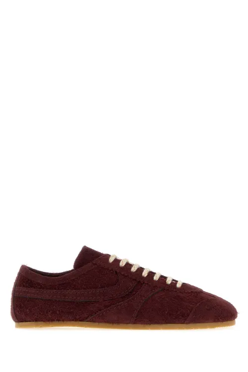 Dries Van Noten Suede Low-Top Sneaker — Burgundy