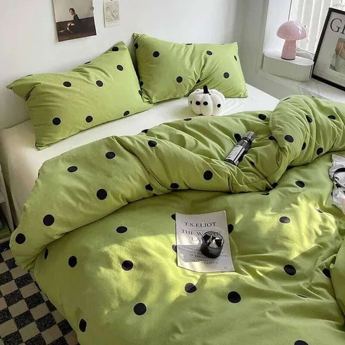 Green Polka Dots Duvet Pillow Case Bed Sheet AB Side Quilt Cover Stripe Boy Kid Teen Girl Bedding Linens Set King Queen H260311