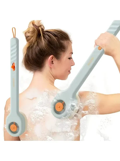 1pc Liquid Filled Soft Long Handle Hair Bath Brush, with A Back Rubbing Tool and A Long Handle for Showering Bath Accessories