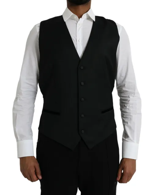 Dolce & Gabbana Silk-Wool Blend Vest — Black