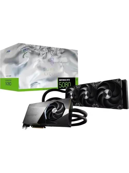 MSI RTX 5080 16G SUPRIM Liquid SOC Extreme Performance Graphics Card GDDR7 256-bit 2760 MHz DP HDMI 2.1b Blackwell Architecture