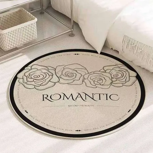 Romantic Round Floral Area Rug Living Room Bedroom Sofa Side Light Non-slip Soft Carpet Modern American Style Floor Mat H260227