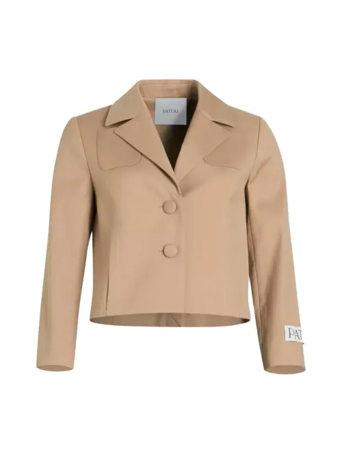 Patou Tailored Cotton Blazer — Beige