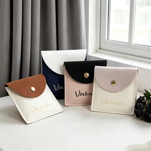50/100Pcs Custom Logo 6x6cm Small Jewelry Microfiber Snap Bag Velvet Pouch Portable Travel Gift Organizer Earrings Ring Pocket