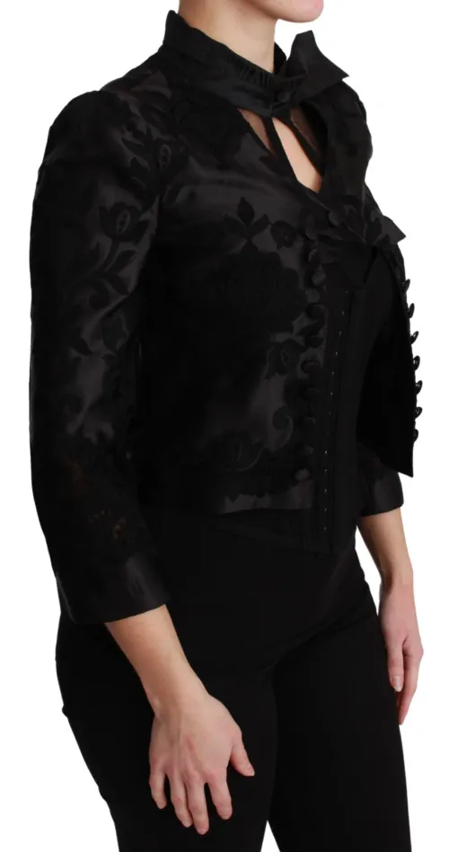Dolce & Gabbana Floral Jacquard Silk Blazer — Black