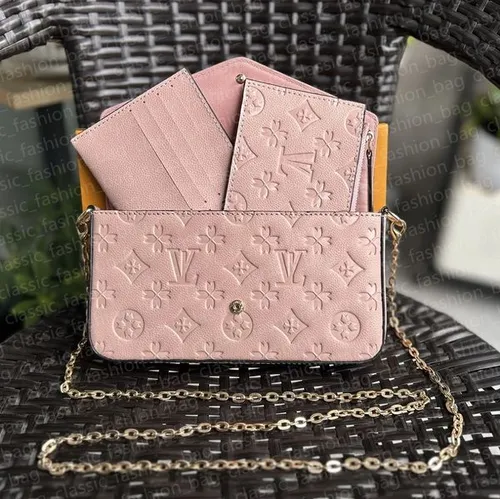 Evening Messenger Bag 3 PCS set Women Shoulder Cross body Bags 100% Genuine Leather Designer Handbags Wallet With Box