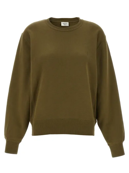 Saint Laurent Cotton Crew-Neck Sweatshirt — Green